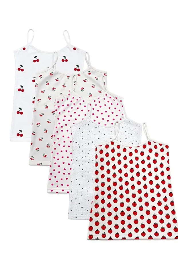 Детский комплект маек для девочек хлопковый 3-Pack combed cotton girls' undershirts Saraç Yıldız, Çok Renkli — фото 2