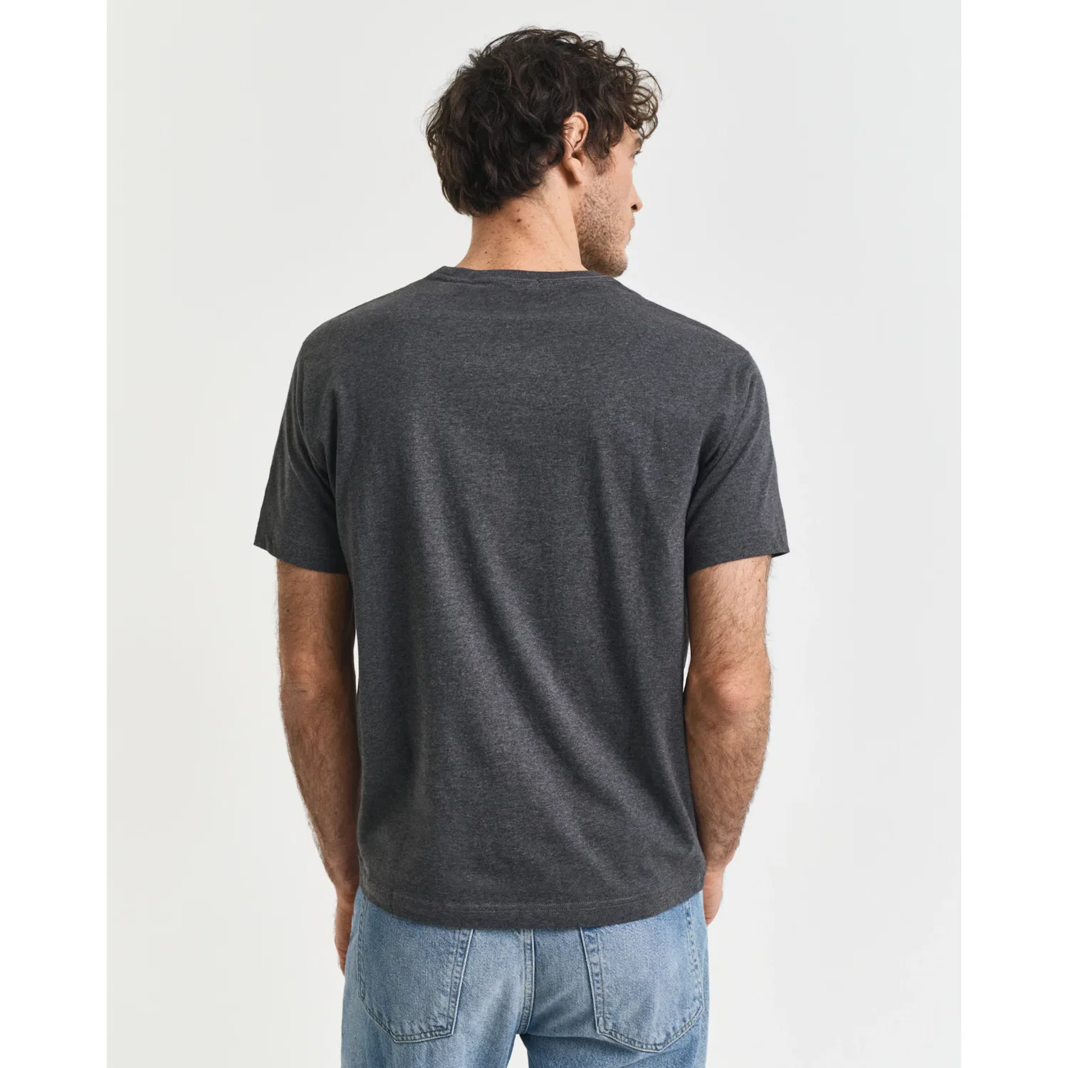 Детская хлопковая джерси футболка с логотипом Gant, Anthracite Melange — фото 2