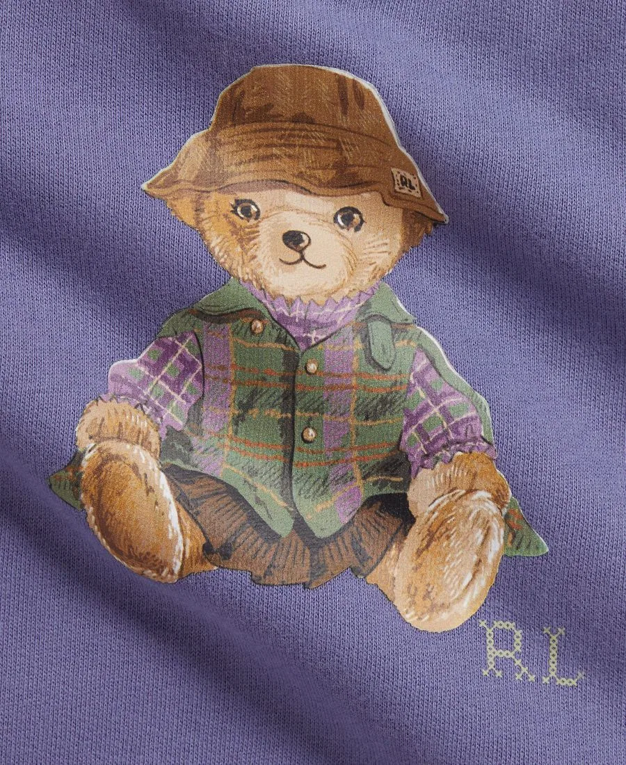 Детский комбинезон-слип из футера с длинным рукавом, с Поло Медведем Polo Ralph Lauren, Summer Purple — фото 3