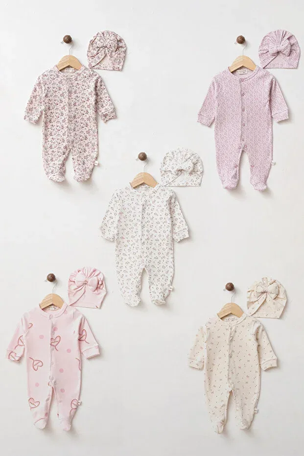 Детский для новорожденных комбинезон с капюшоном из хлопка Yukobaby Bebeğiniz Için En Doğalı, Multicolor
