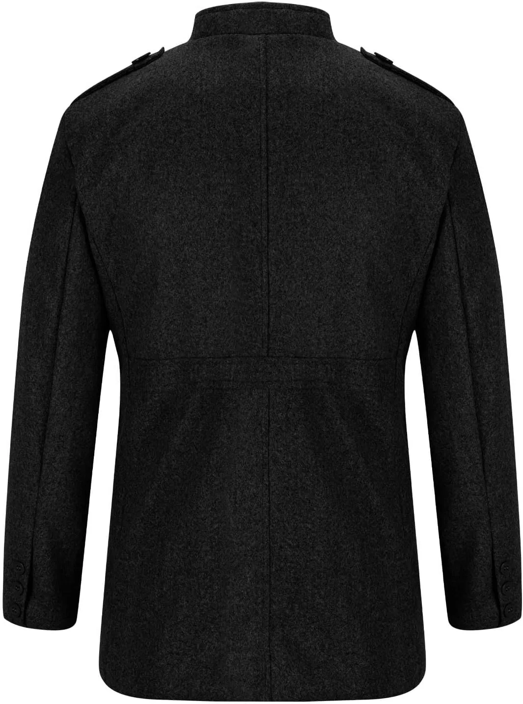 Мужское пальто-тренч с воротником-стойкой, Single Breasted Wool Blend, чёрный — фото 3