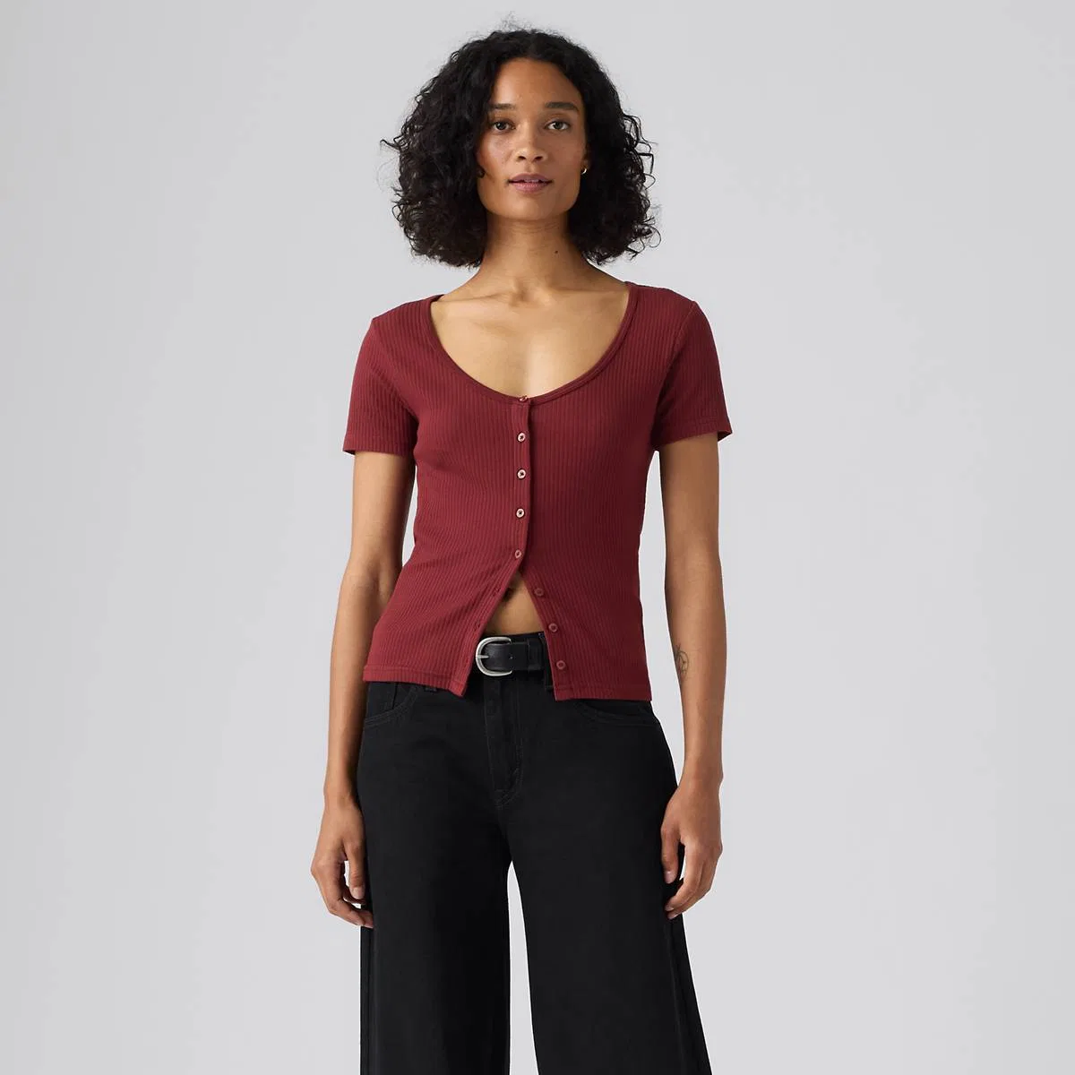 Рубашка с коротким рукавом на пуговицах от Austen Levi's, Warm Cabernet - Red — фото 3