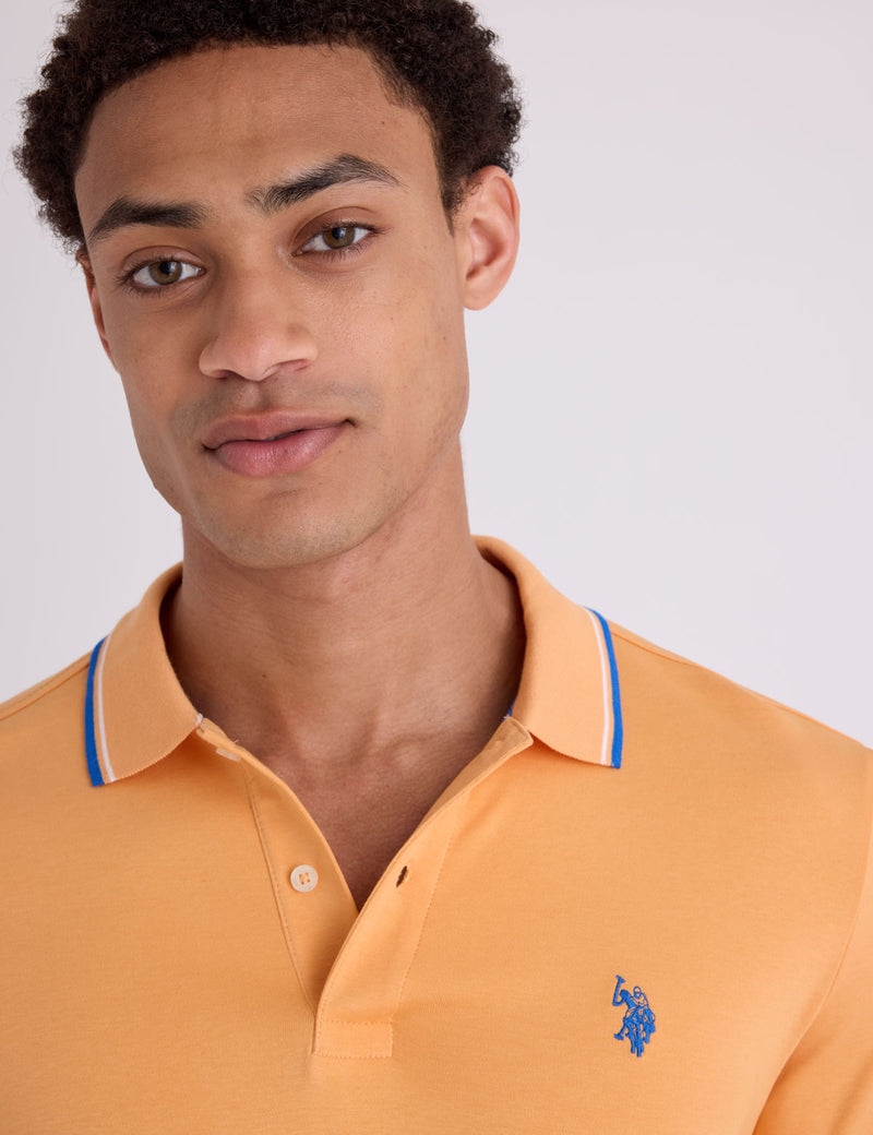 Футболка-поло U.S. Polo Assn Slim Fit Tipped Interlock, светло-оранжевый — фото 3