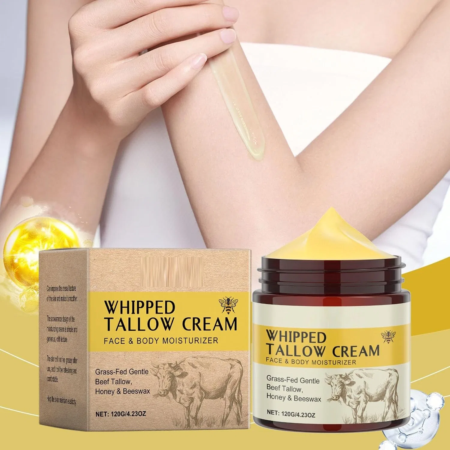 Крем для лица и тела, Beef Tallow Moisturiser, Generisch, 3 шт., 120 мл — фото 2
