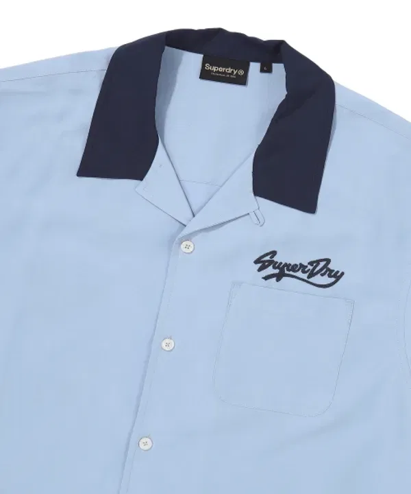 Рубашка с открытым воротником, Street Surfer, Superdry, светло-голубой — фото 3
