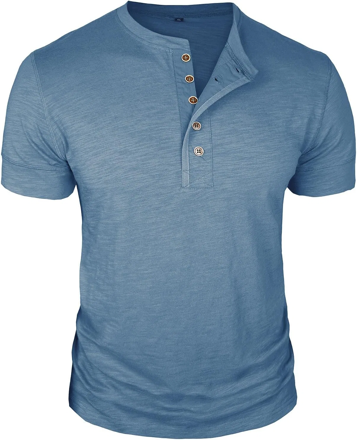 Мужская футболка с коротким рукавом и воротником хенли, хлопок, Vintage Button Tee, Sky Blue
