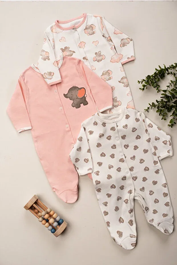 Детский для девочек комбинезон с длинным рукавом Brown Elephant Patterned Defne Lina Baby, Multicolor