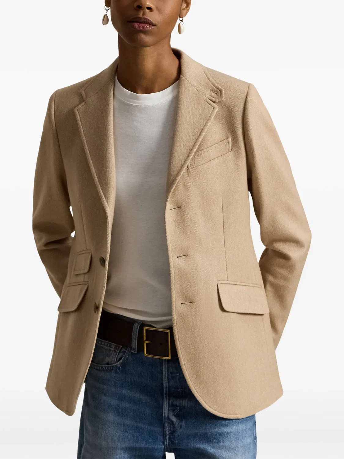 Пальто из шерсти с лацканами Polo Ralph Lauren, нейтральные — фото 2