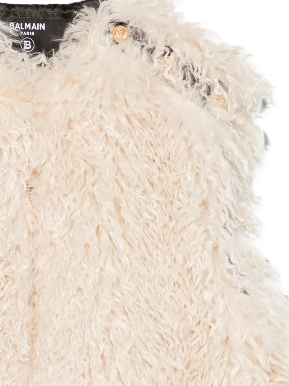 Жилет из искусственного меха Balmain Kids, бежевый — фото 3