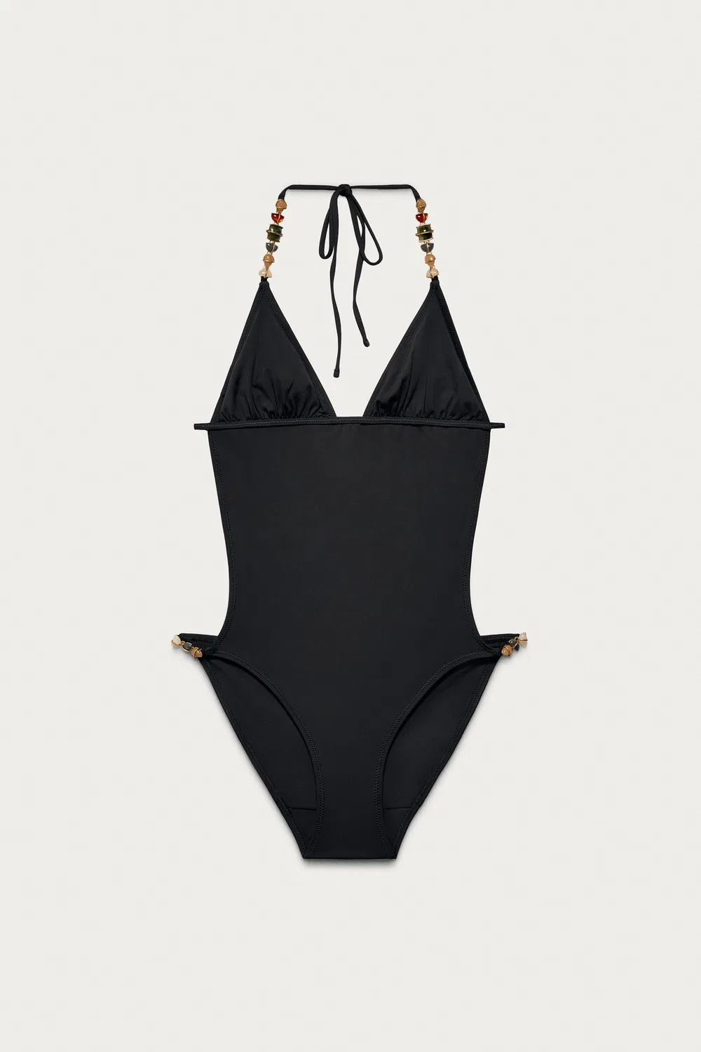 Однотонный купальник Marisa Berenson x Zara с камнями, Anthracite Grey