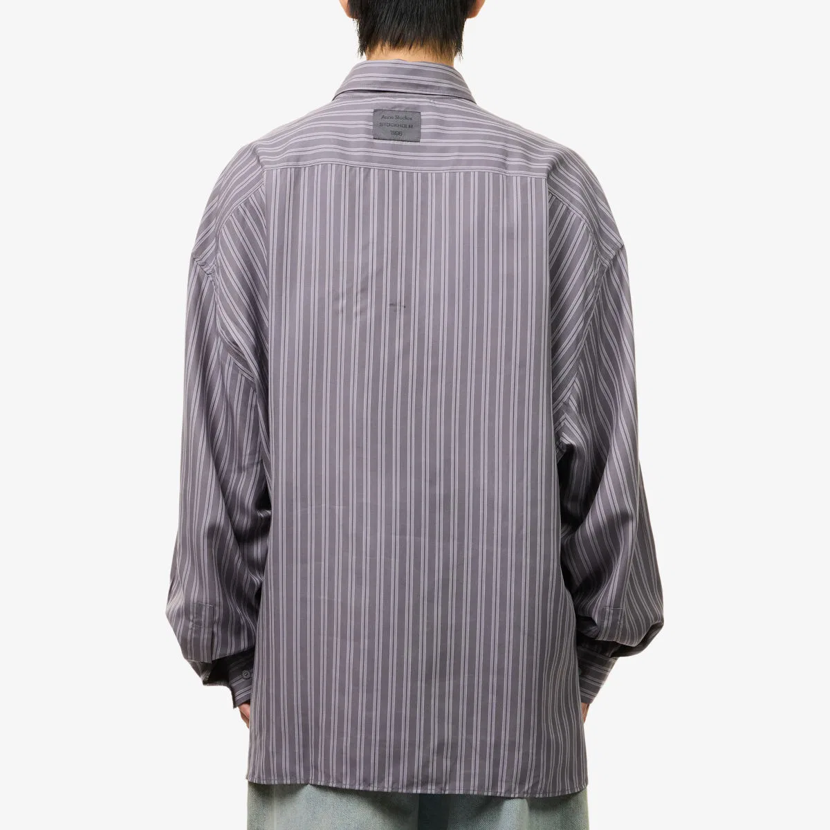 Полосатая тканая рубашка Soffia оверсайз Acne Studios, фиолетовый/сиреневый — фото 4