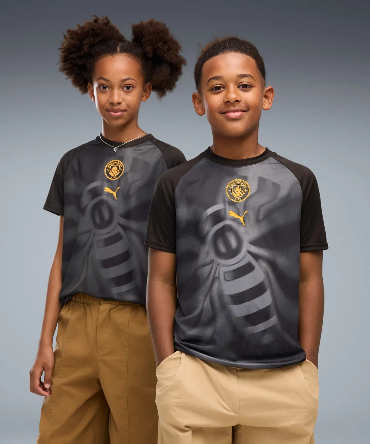 Детская футболка с коротким рукавом, модель MCFC Warm Up Jersey Jr PUMA, Черный