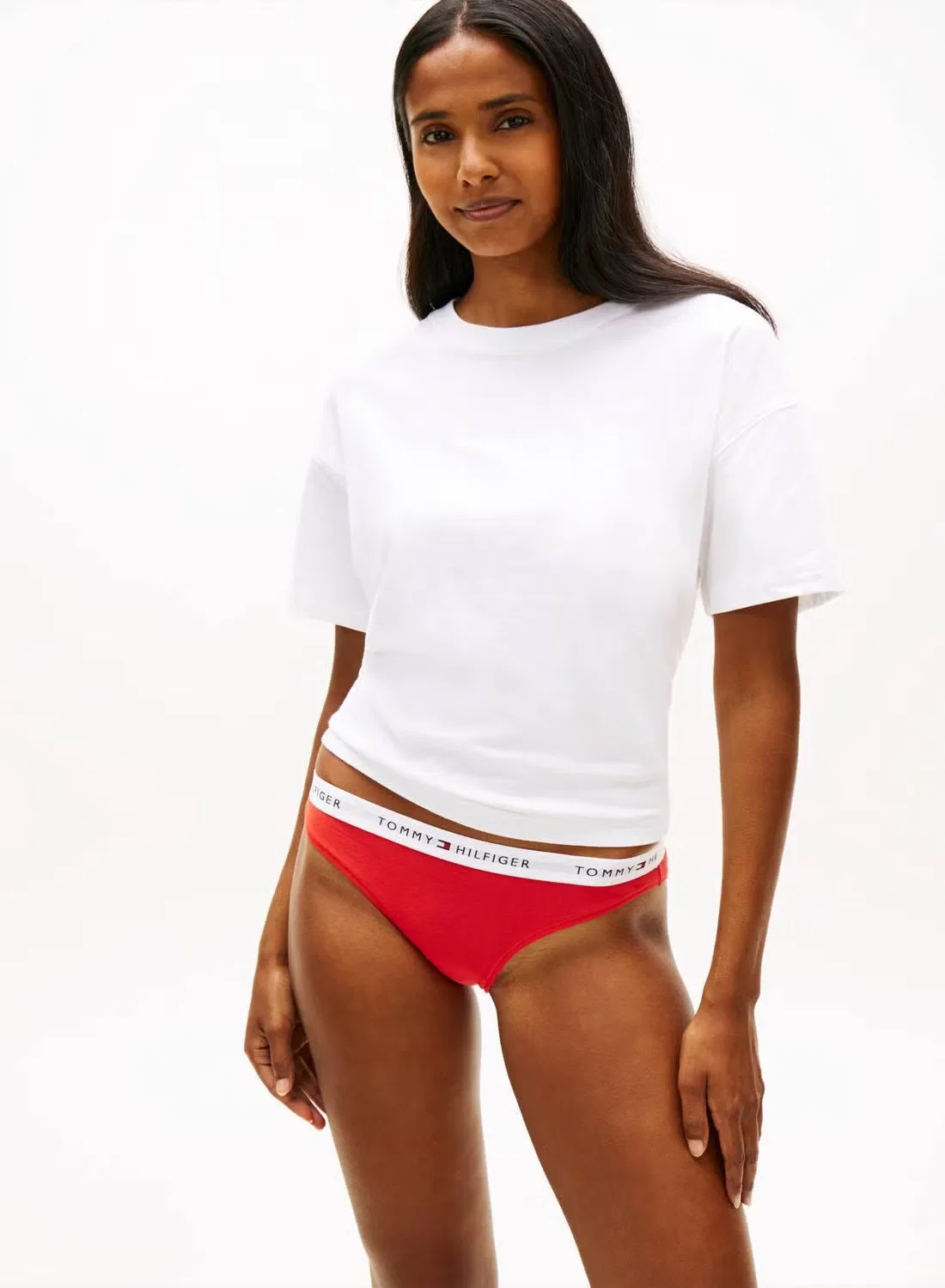 Трусы-слипы с логотипом на поясе, комплект из 3 штук, Tommy Hilfiger, мини-цветочный/огненно-красный/туманно-розовый — фото 2