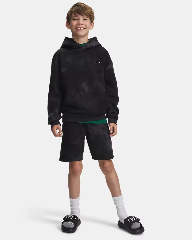 Шорты детские из хлопкового флиса с кулиской UA Icon Fleece Vintage UnderArmour, Black — фото 3