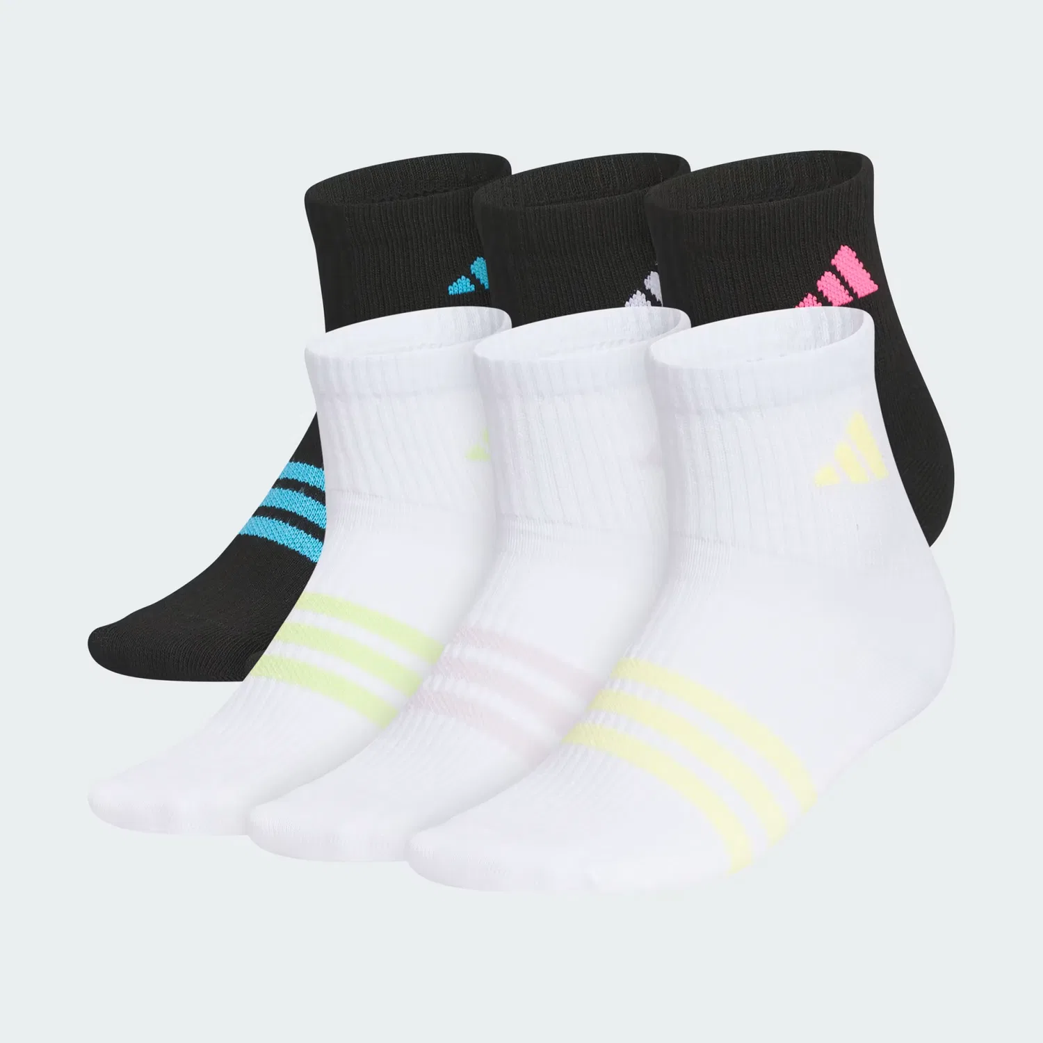 Детские носки для девочек укороченные, 6 пар, Superlite 3.0, Adidas Sportswear, черный/белый