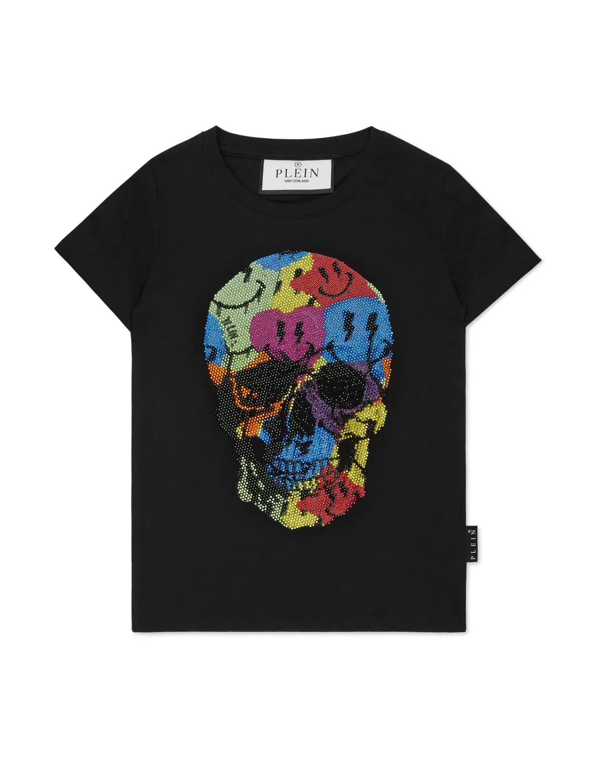 Детская футболка для девочек с принтом Skull Smile PHILIPP PLEIN, черный
