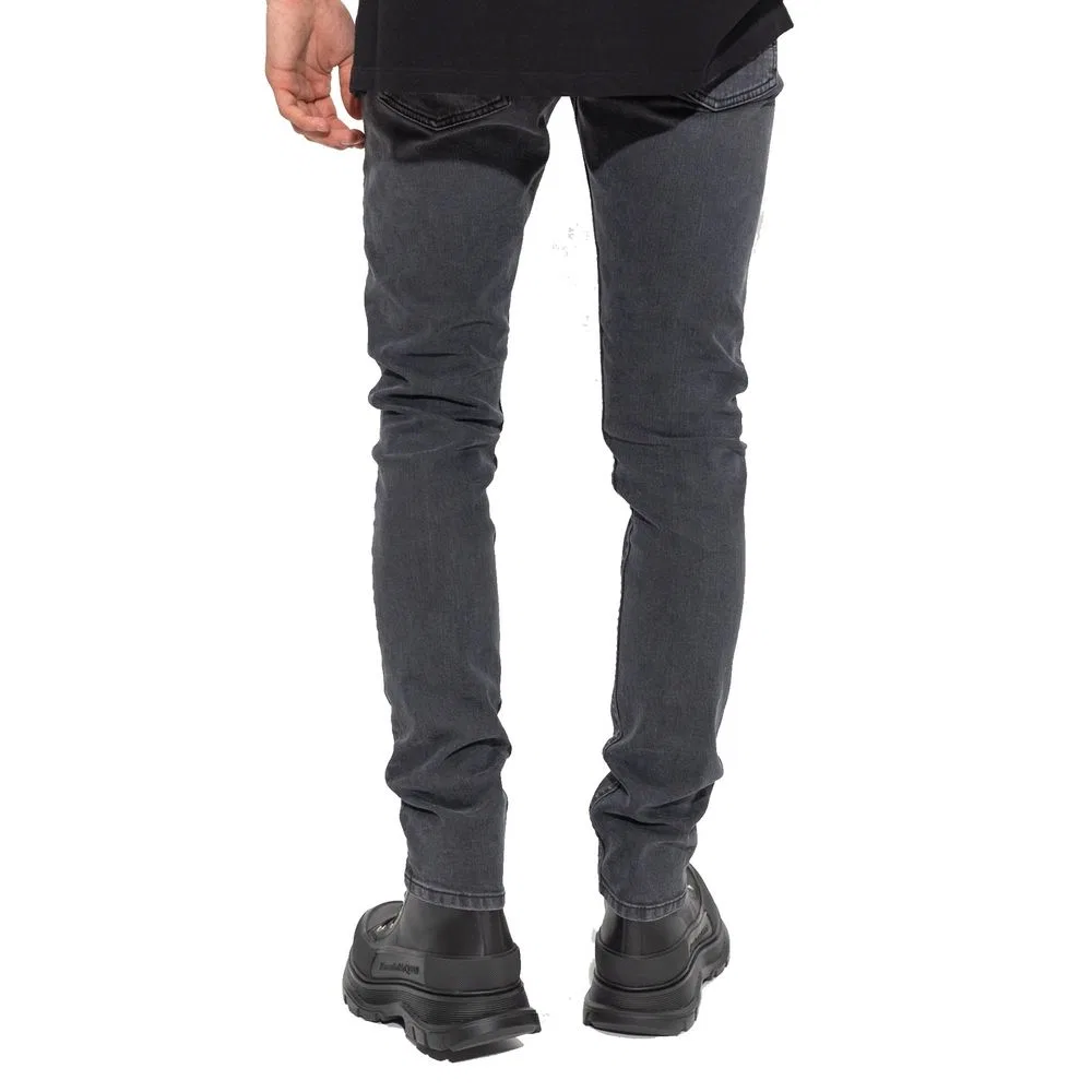 Мужские узкие джинсы с вышитым логотипом Black Cotton Skinny Jeans Alexander McQueen, Black — фото 3