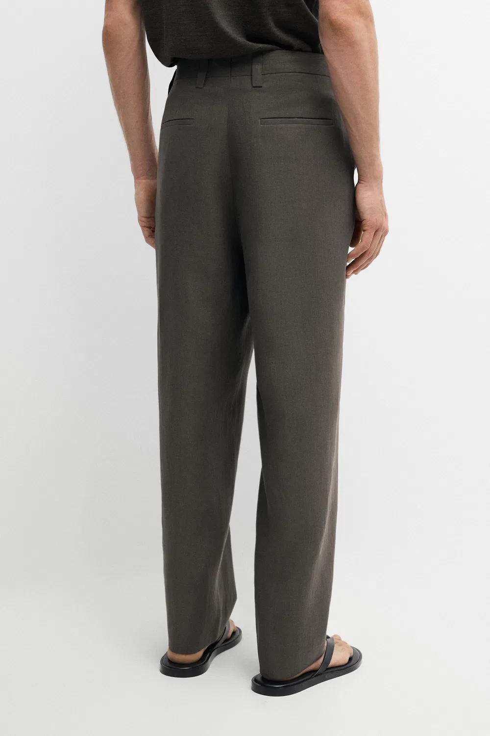 Брюки от льняного костюма Massimo Dutti, темно-зеленый — фото 3