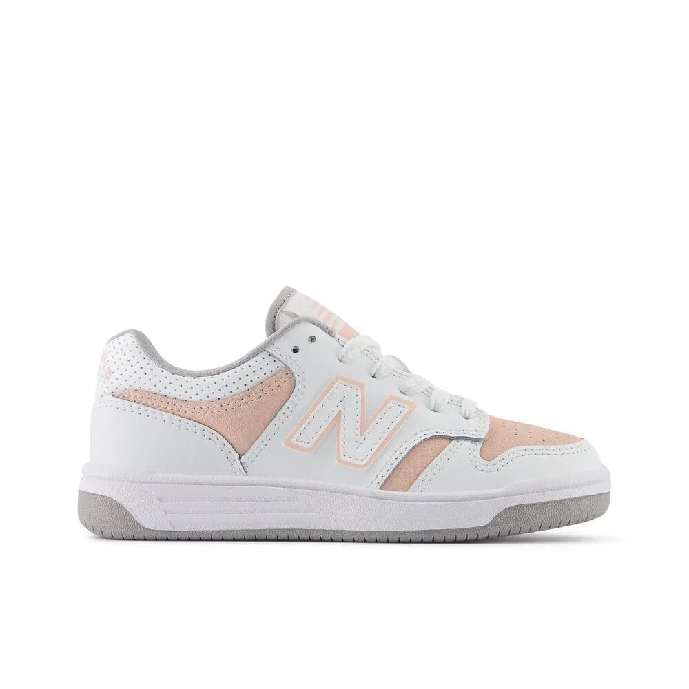 Детские кроссовки для мальчиков с шнуровкой 480 V1 Lace-up New Balance, White Pink Haze — фото 3