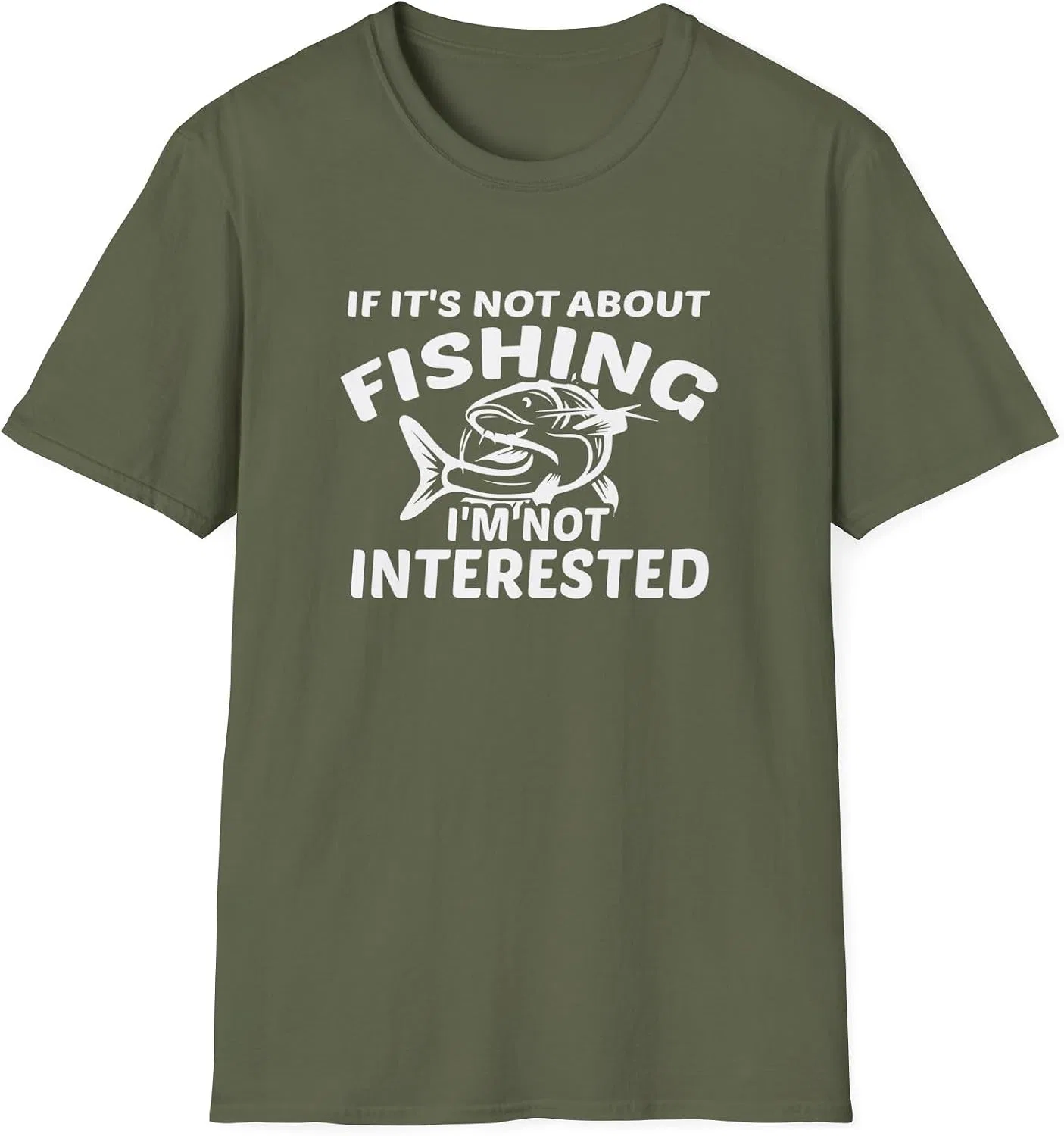 Мужская футболка с принтом Fishing Gildan 64000, Military Green