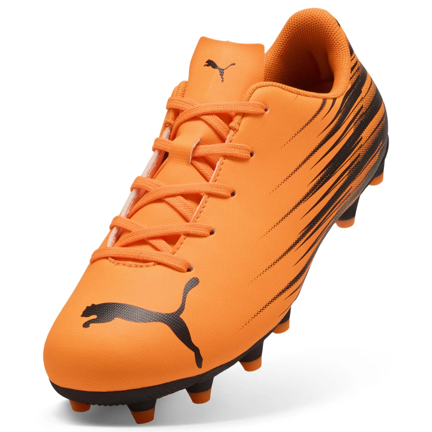 Детские бутсы для мальчиков с длинным рукавом Attacanto Firm, Artificial Ground Soccer Cleats PUMA, Heat Fire Black Ah25 — фото 2