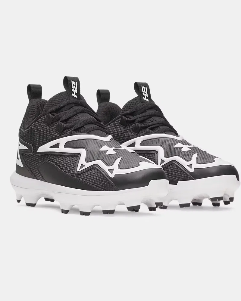 Бейсбольные бутсы для мальчиков с литой подошвой TPU UA Harper 11 TPU Jr. UnderArmour, Black/White — фото 4
