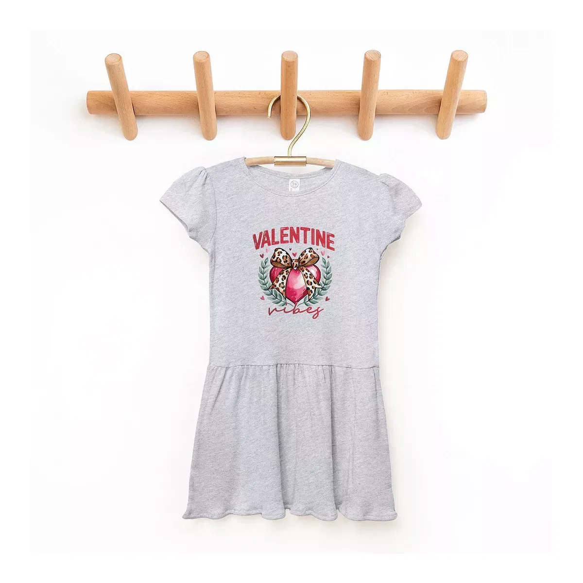Детское платье для девочек с принтом Coquette Valentine Vibes The Juniper Shop, Heather Grey