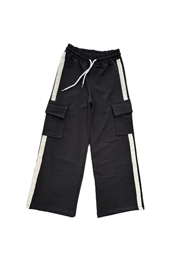 Детские спортивные штаны для девочек с широкой штаниной Rhythm Clothing, Black