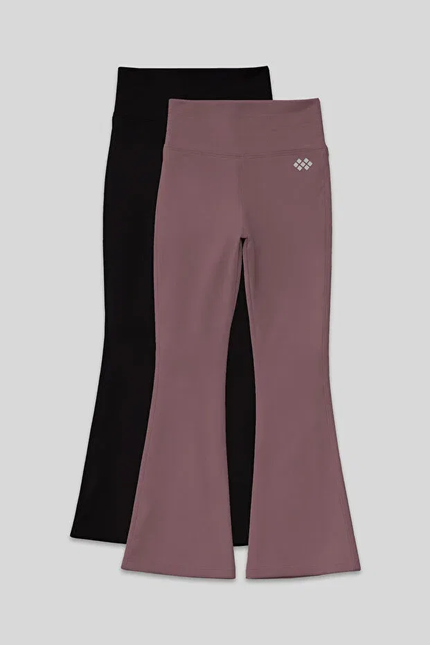 Детские леггинсы для девочек stretchy flared 2-pack Tommy Life, Black-Roseberry