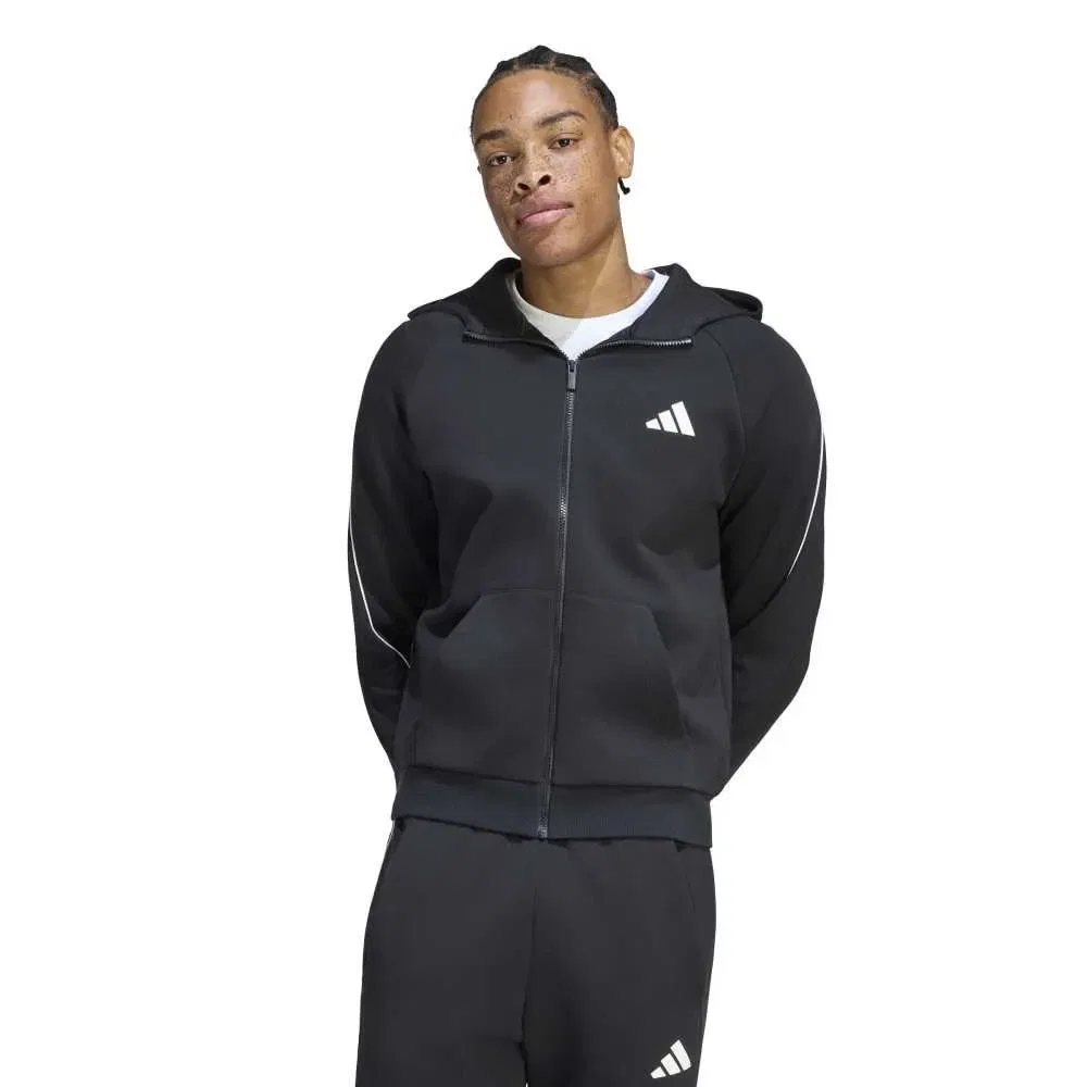 Мужской свитшот с капюшоном и полной застежкой-молнией Stadium Small Logo Adidas, Black