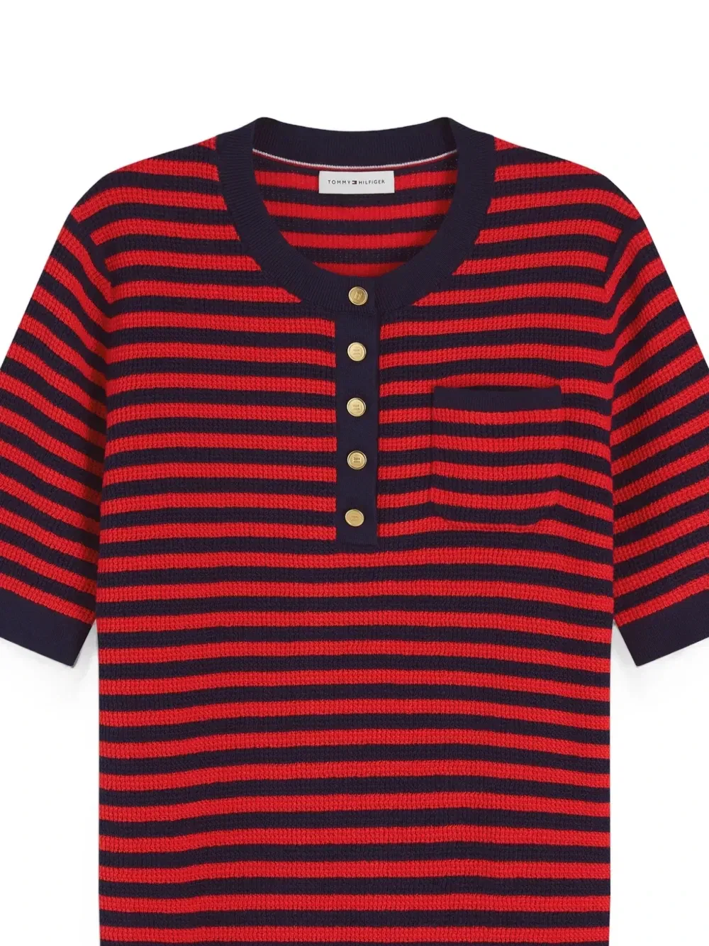 Полосатый свитер с короткими рукавами Tommy Hilfiger, красный — фото 2
