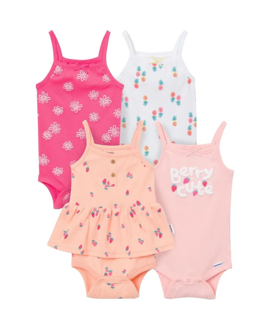 Комплект из 4 боди без рукавов, с принтом Gerber, Berries