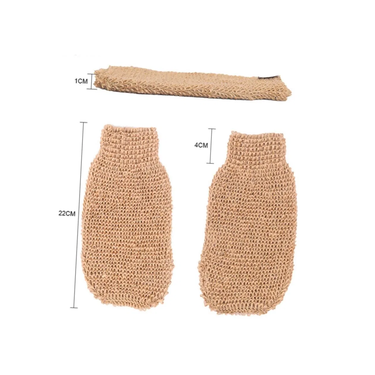Скрабирующая перчатка для тела DOITOOL, набор 6 шт, 22x12 см, Beige — фото 2