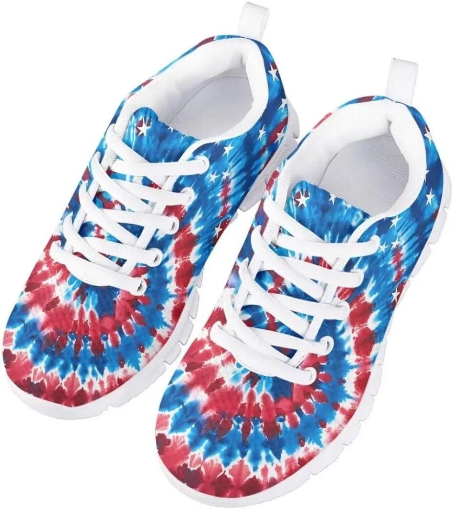 Детские кроссовки для мальчиков и девочек с дышащим верхом Pinupub, Stars Blue Red Tie Dye — фото 3