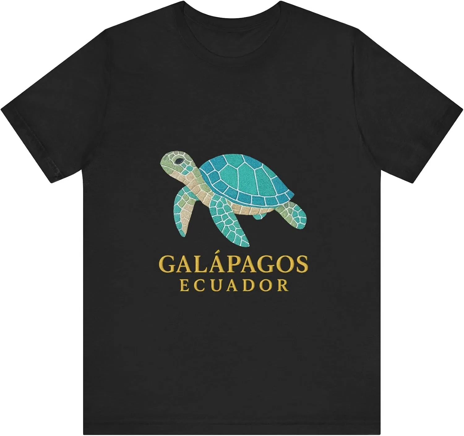 Футболка с принтом черепахи Galápagos Ecuador Mosaic Turtle Bella Canvas 3001, Black