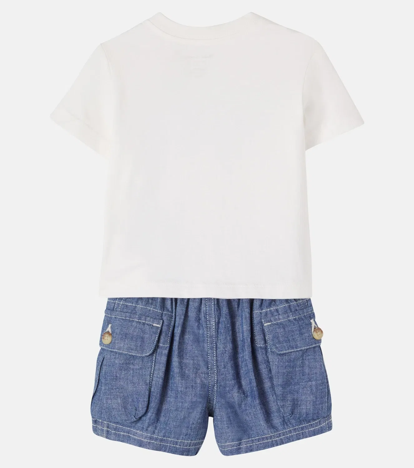 Комплект из футболки с логотипом и шорт для малышей, Polo Ralph Lauren Kids, белый — фото 2
