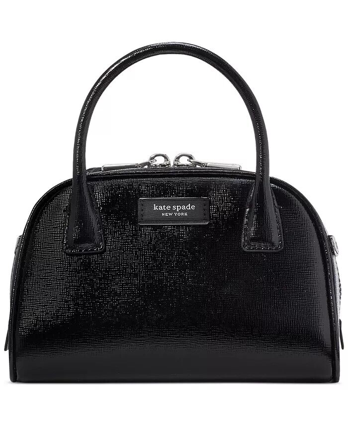 

Мини-сумка Sam Icon из блестящей сафьяновой кожи Kate Spade New York, черный