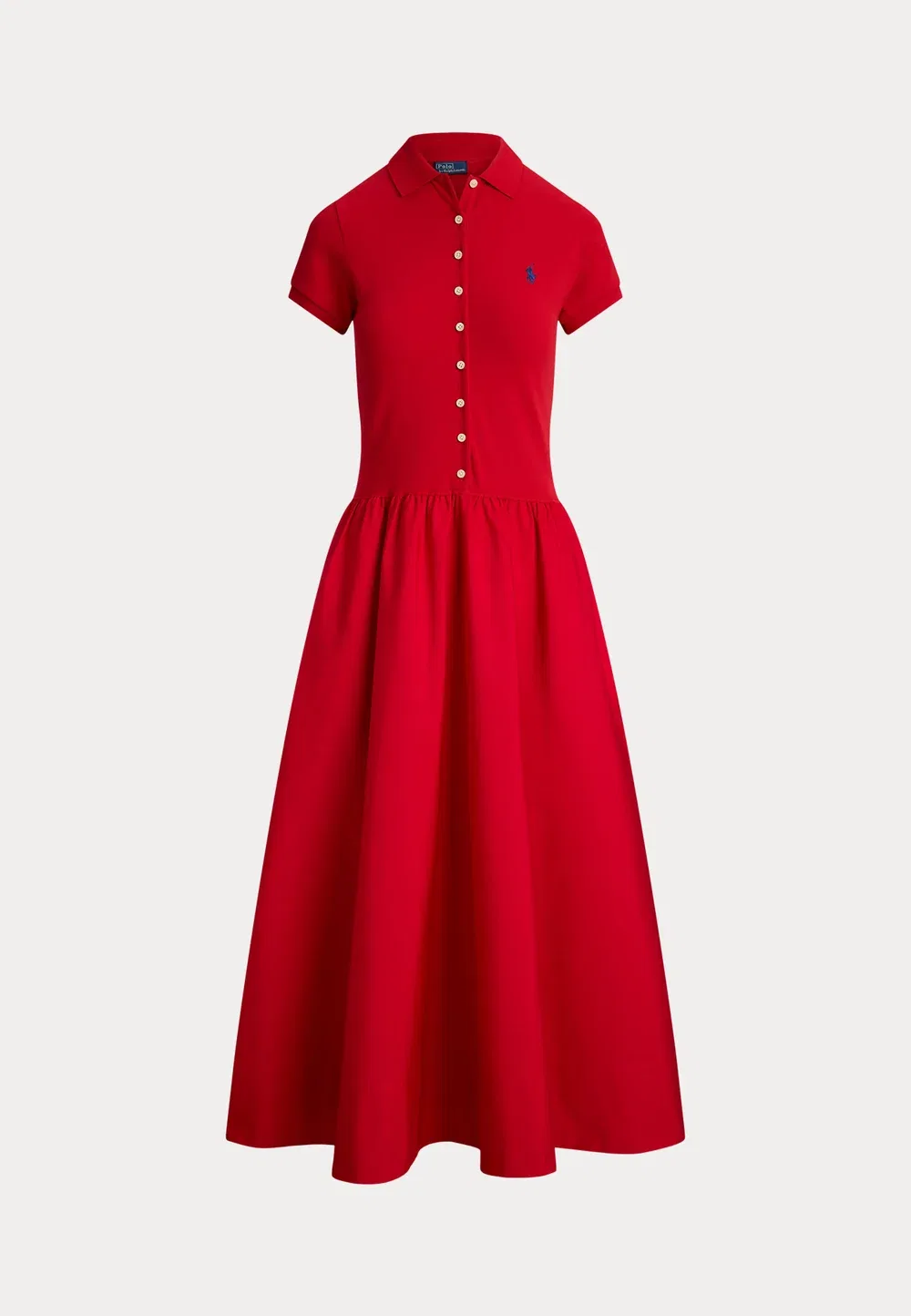 Гибридное сетчатое платье-поло с лифом - повседневное платье Polo Ralph Lauren, Very Red — фото 4