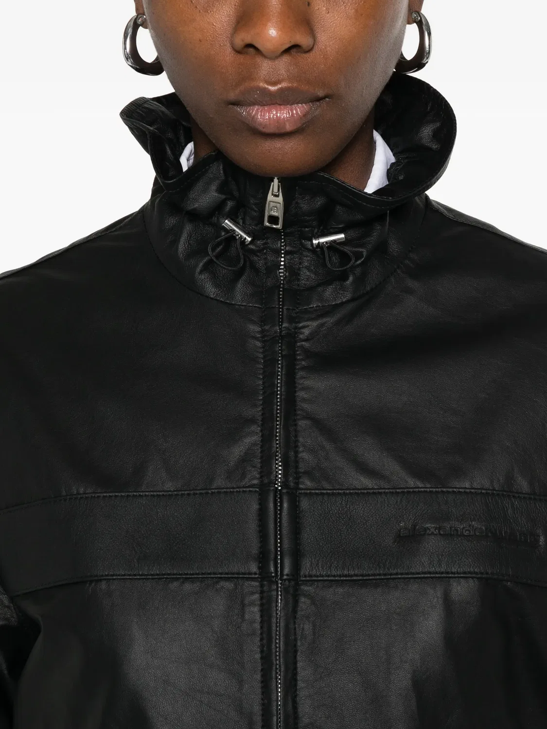 Кожаная куртка на молнии черная Alexander Wang, черный — фото 4