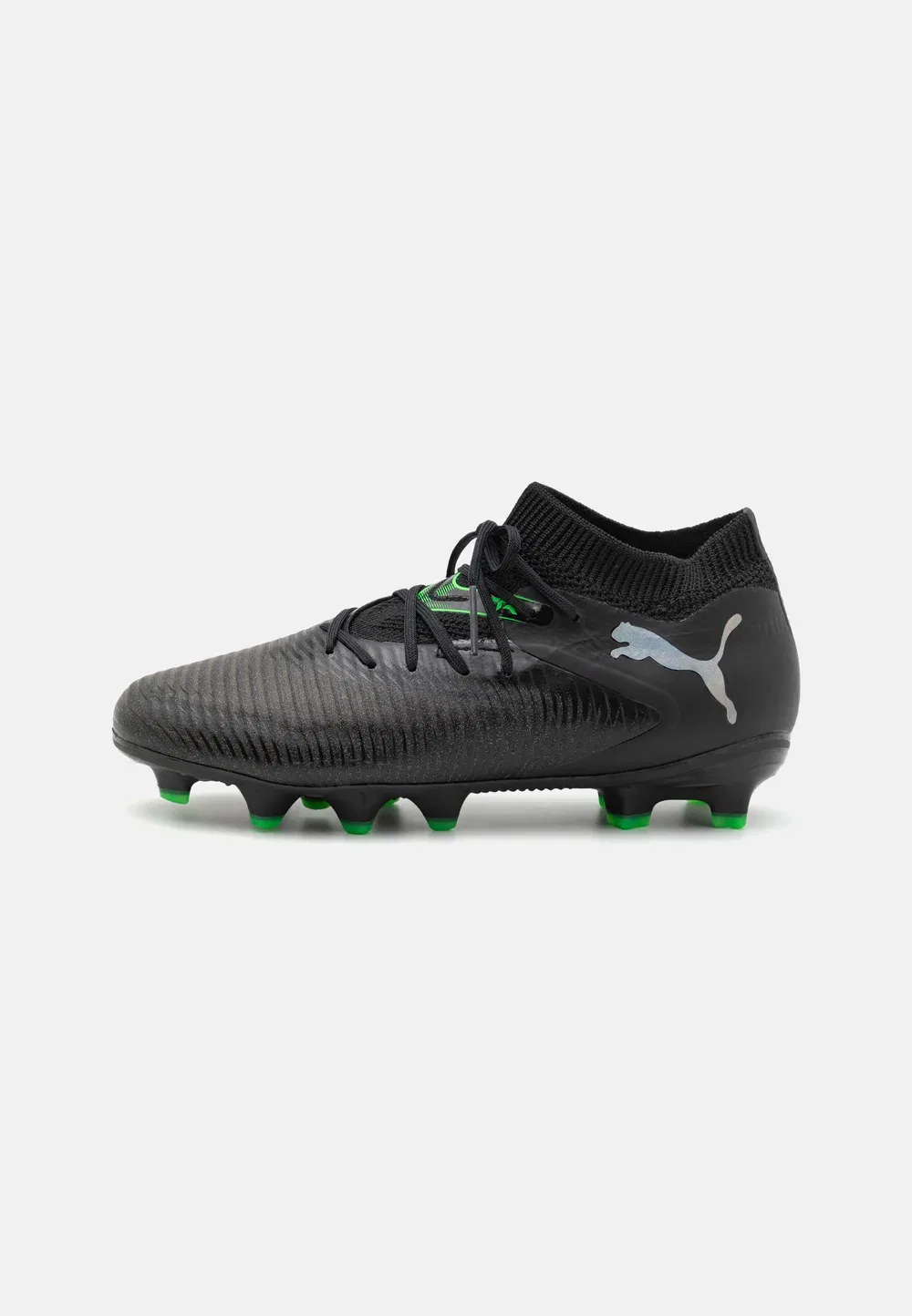 Футбольные бутсы Future 8 pro fg/ag унисекс для мягкого грунта Puma, Black/Silver/Fluo Green