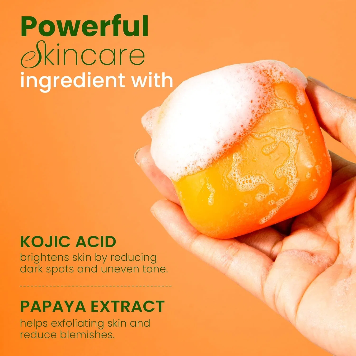 Мыло для лица и тела Kojic Acid & Papaya Brightening Soap, Koji White, 2 батончика по 80 г, Оранжевый — фото 4