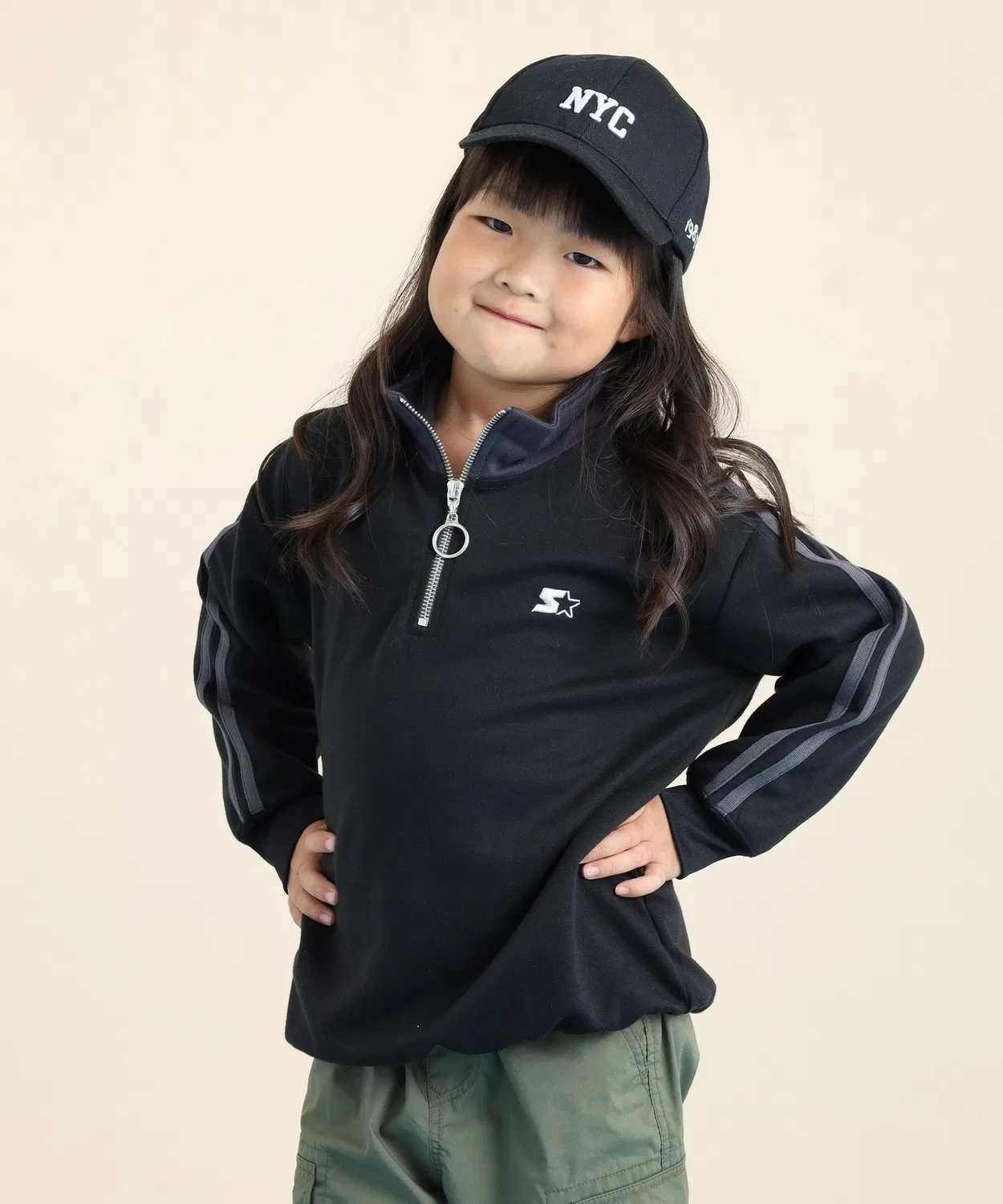 Детский свитшот с длинным рукавомс логотипом STARTER, Half-Zip FUNALIVE, Black — фото 3