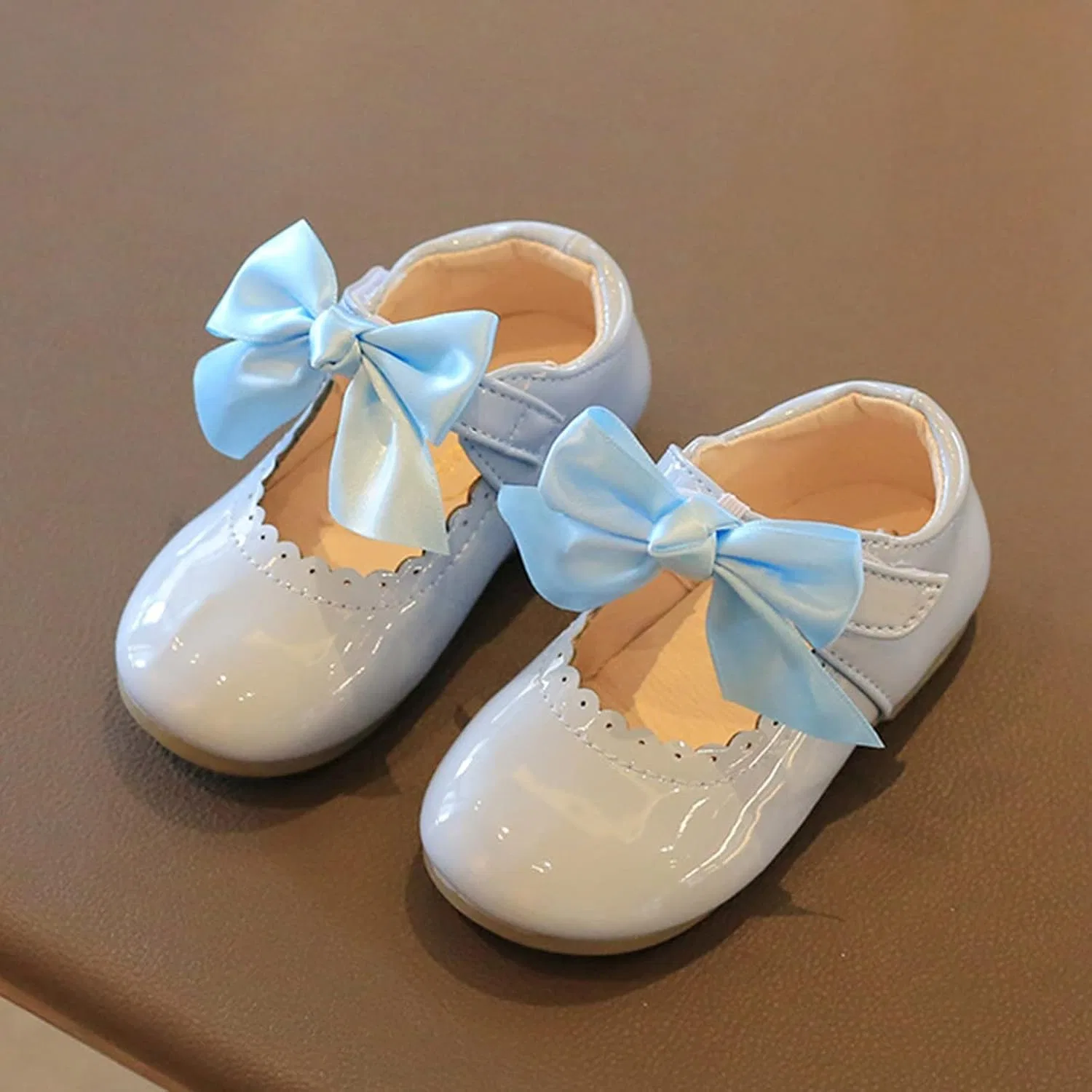 Детские балетки для девочек с цветком Mary Jane, Light Blue — фото 4