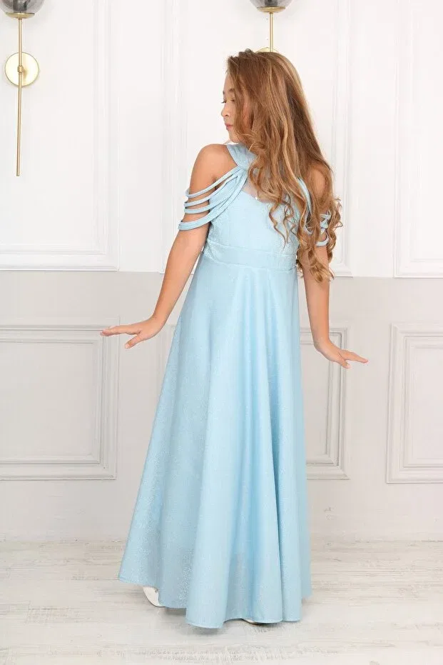 Детское платье для девочек сатиновое A-line Graduation Dress Jannock, Mavi — фото 4