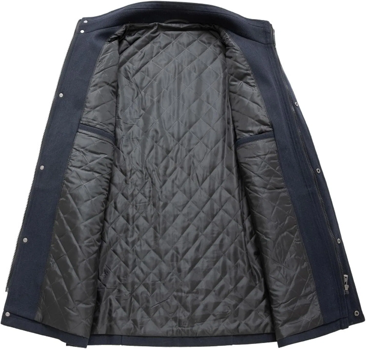 Мужское пальто-пуховик с воротником-стойкой, модель Classic Winter Overcoat, тёмно-синий — фото 4