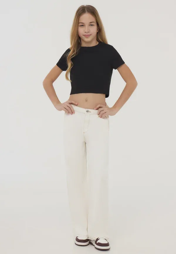 Футболка хлопковая Pack of 2 plain crop - basic t-shirt Terranova, черный