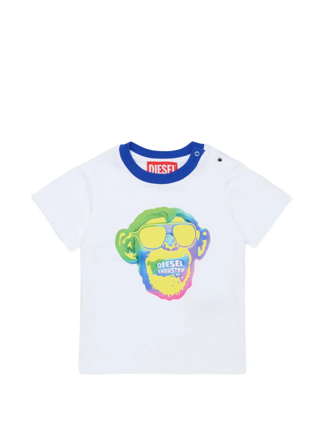 Футболка на кнопках с графичным принтом Diesel Kids, белый