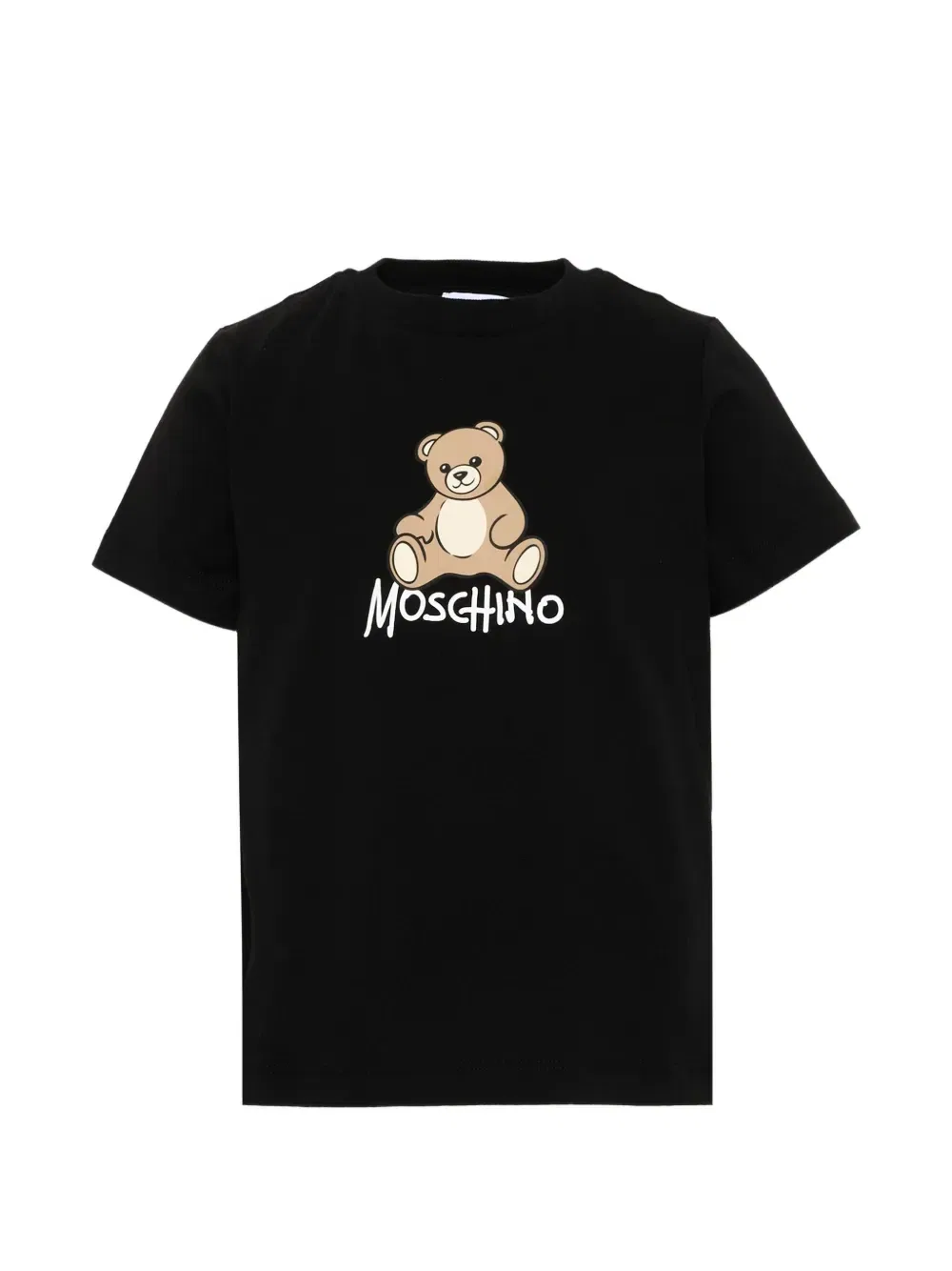 Футболка с логотипом в виде медвежонка на принте Moschino Kids, черный