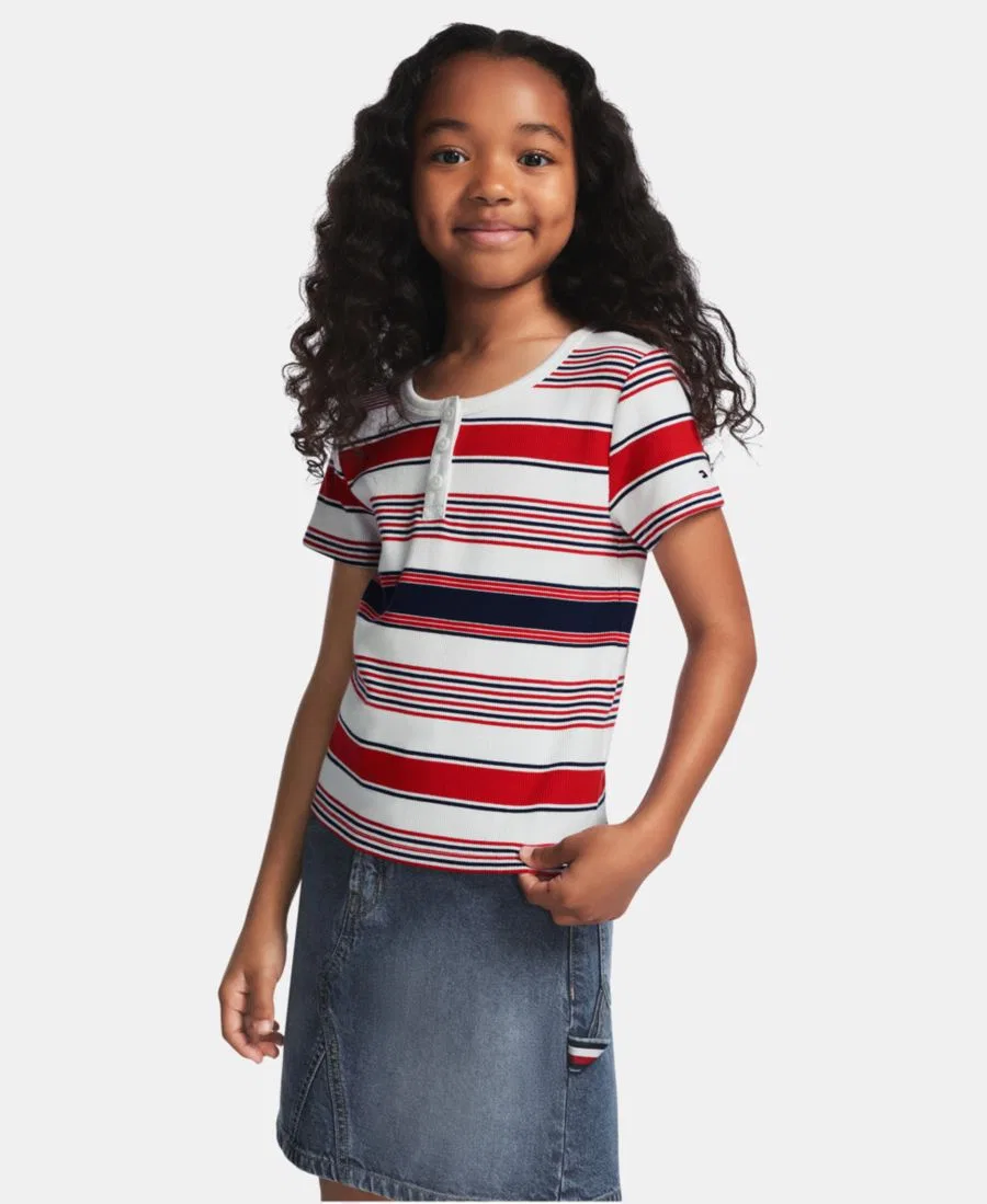 Топ с полоской из рибаны без рукавов Tommy Hilfiger, White/Navy/Red