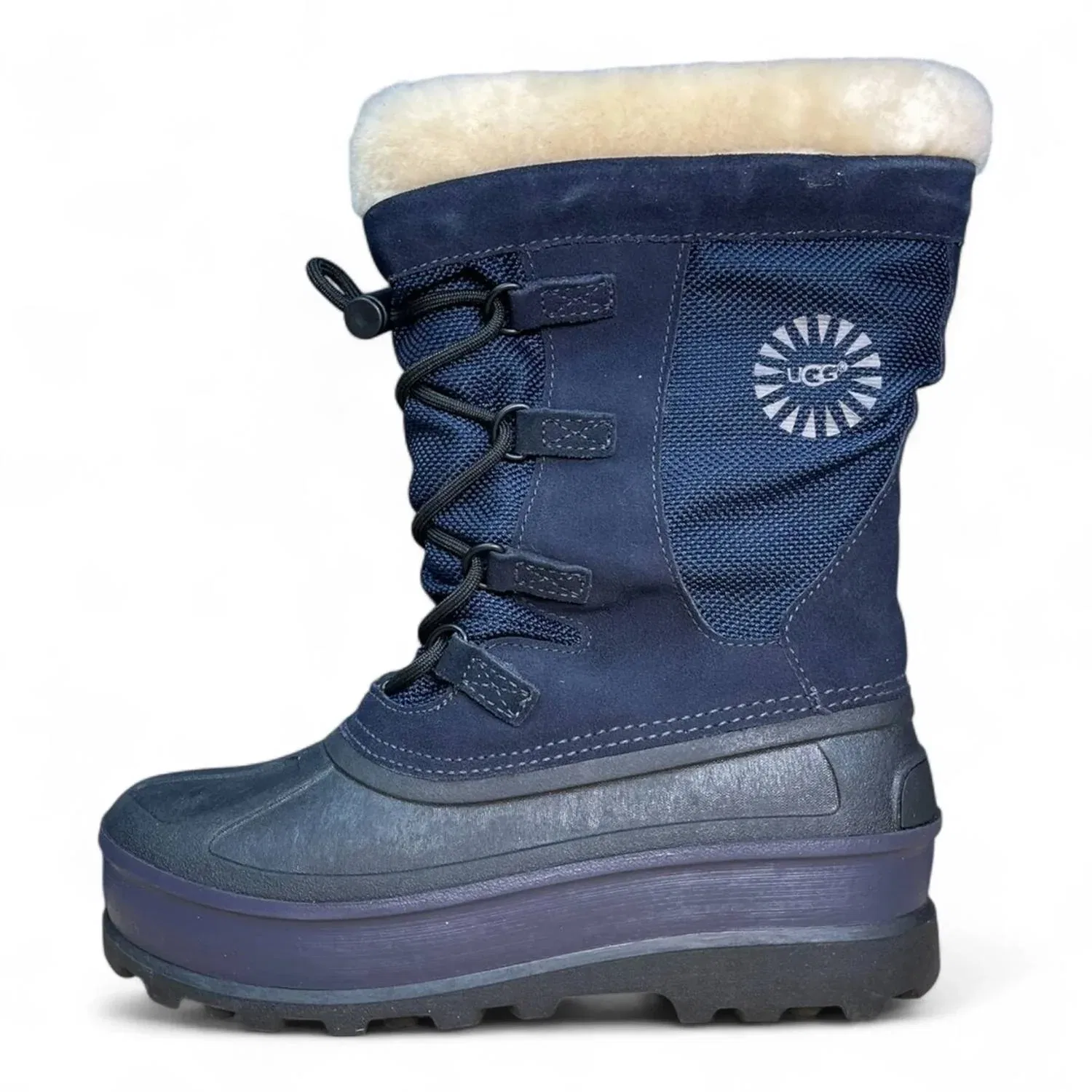 Детские ботинки для девочек на шнуровке с шерстяной подкладкой Bobbey Boot UGG, Midnight Navy